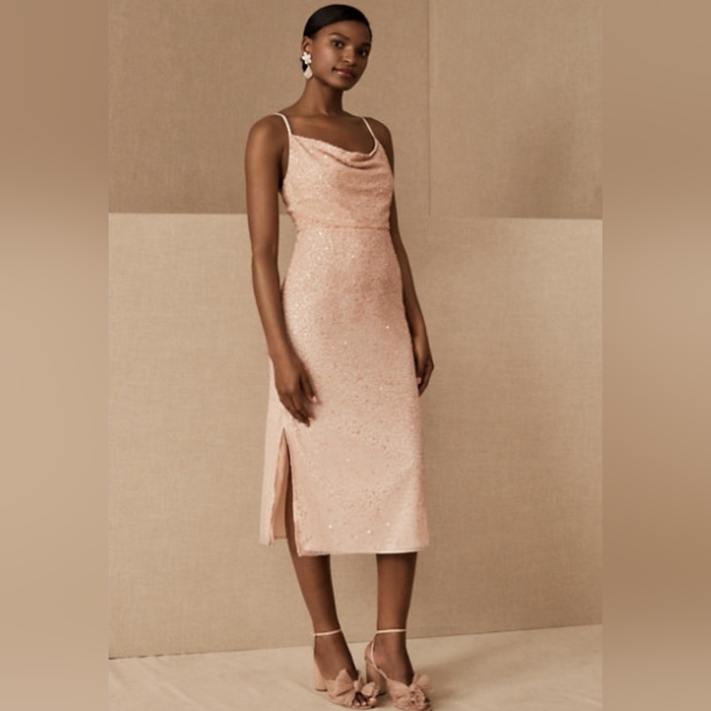BHLDN Forever That Girl Dunne Midi Dress Color: Blush